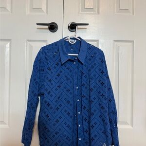 Mango Eyelet Button-Up Blouse